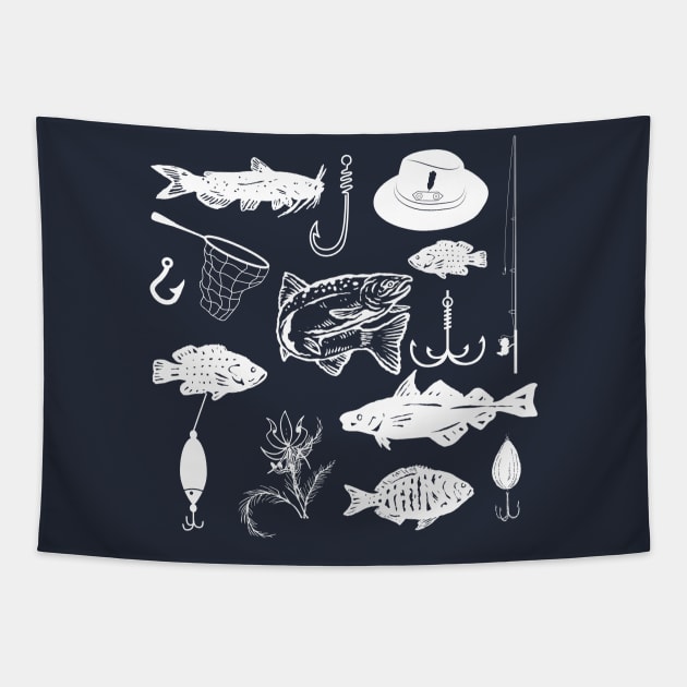 Fishing Doodles Tapestry by ArtisticEnvironments