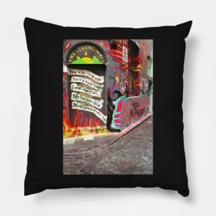 The Living Wall Melbourne graffiti Pillow