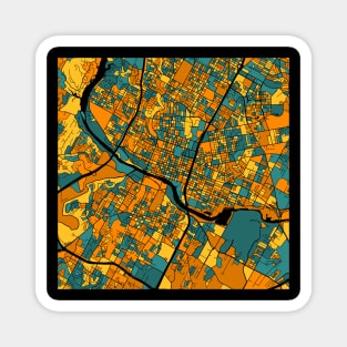 Austin Map Pattern in Orange & Teal Magnet