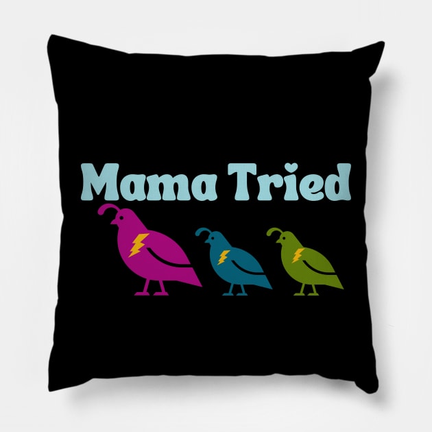 Mama tried with 2 chicks Pillow by karenpaytonart