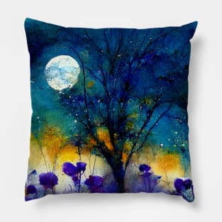 Moon Wisteria Midnight Garden Pillow