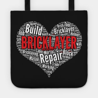 Bricklayer Heart Shape Word Cloud Design Labor Worker graphic Tote