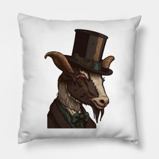 Goat wearing top hat Pillow