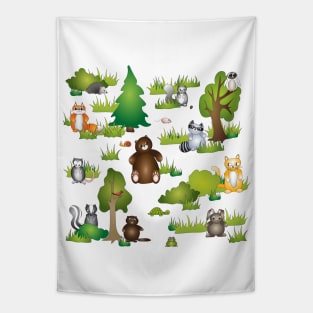 Cute forest scene Tapestry