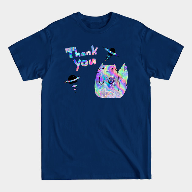 Discover "Thank You" Space Holographic Cat - Cat - T-Shirt