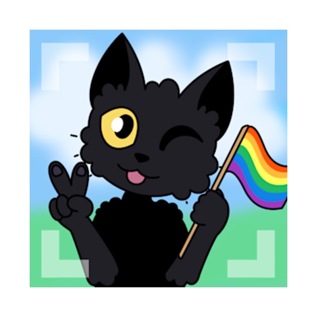 black cat rainbow pride flag pride flag rainbow flag furry furry designs cute peace peace sign anthropomorphic lgbtq lgbt gay queer by JadedOddity