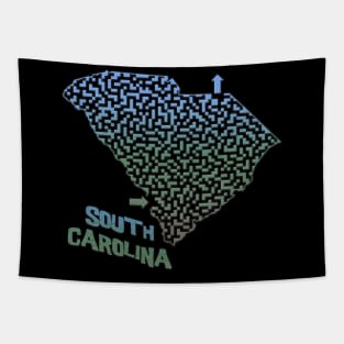 South Carolina State Outline Maze & Labyrinth Tapestry