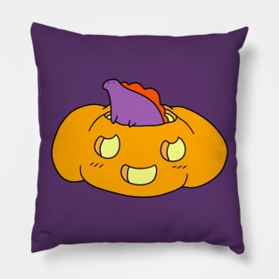 Purple Stegosaurus and Jack O' Lantern Pillow