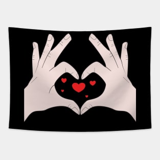 Hands Making Heart Shape Love Sign Language Valentine's Day Tapestry