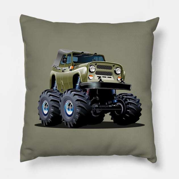 Cartoon Monster Truck Pillow by Mechanik