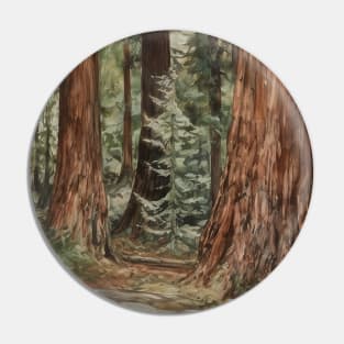Redwood forest tree art Pin