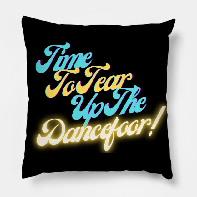 Time To Tear Up The Dancefloor! Blue and Yellow Ex Machina Nathan Quote Pillow by NerdyMerch