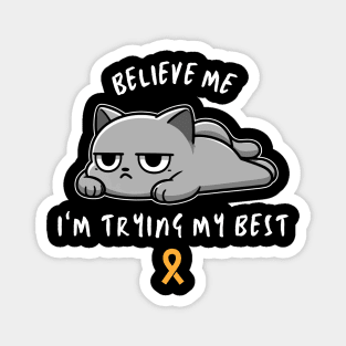 Multiple Sclerosis Warrior Cat With Awareness Ribbon Magnet