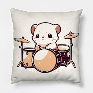 Ferret playing drums Pillow