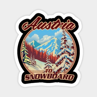 Austria To Snowboard Magnet