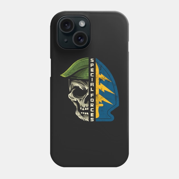 Army Special Forces Green Beret Skull Patch ODA Gift Phone Case by woormle