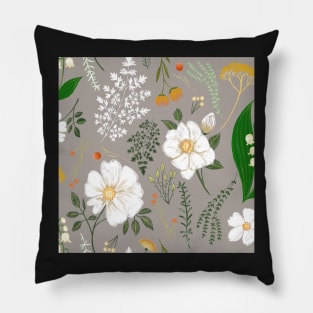 Garden florals on soft grey. Pillow