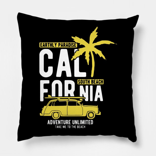 california Pillow by FUNNY LIFE