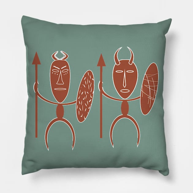 african tribal warriors Pillow by omitay