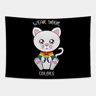 LGBT flag, Cute Cat LGBT. Tapestry