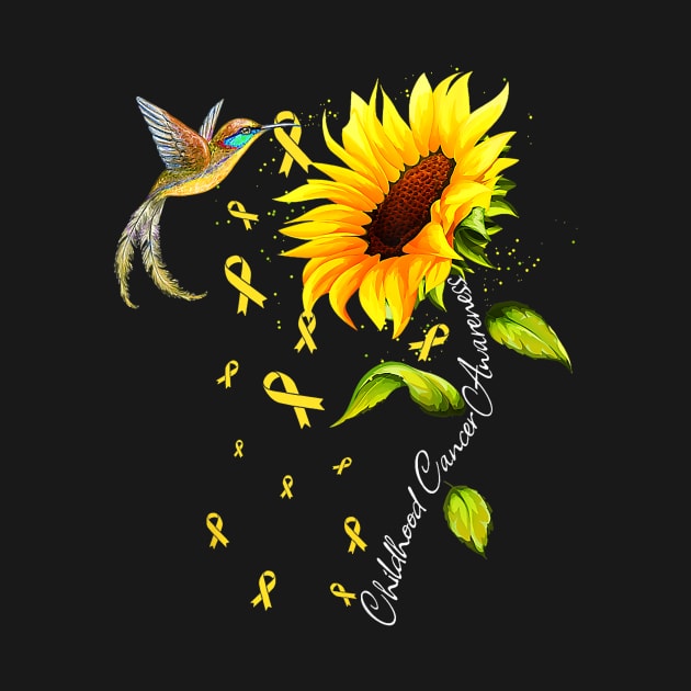 Childhood Cancer Awareness Hummingbird Sunflower Ribbon by everetto
