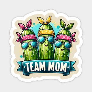 Team Mom, happy pickle team with bandana and sunglasses , funny pickleball Magnet