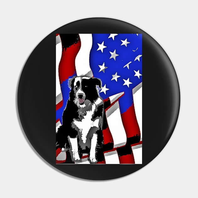 Patriotic Border Collie Pin by dpenn