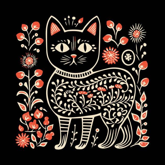 Lino Cut Cat by n23tees