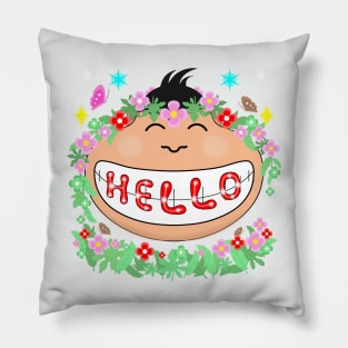 Smile hello with flowers Pillow