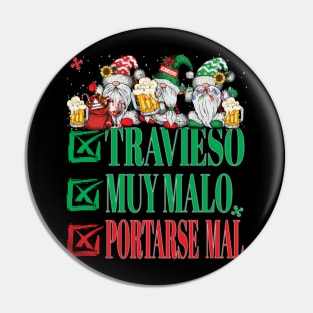 Travieso Muy Malo Portarse Mal Lista de Papá Noel Gnomos Xmas Christmas Santa Claus Gnomes Pin