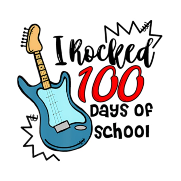 Kids I Rocked 100 Days Rocking 100 Days of School Guitar Boy by Daysy1