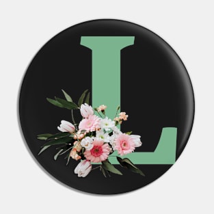 Letter L green with colorful flowers Pin