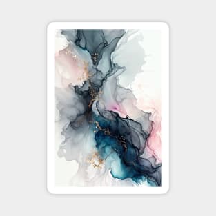 Pink and Blue Cosmos - Abstract Alcohol Ink Art Magnet