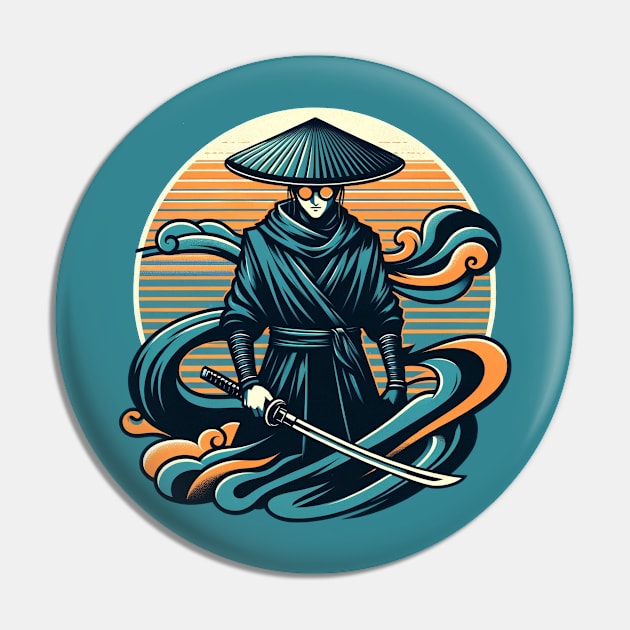 Blue Eye Samurai - Retro Vintage Stylized Pin by Retro Travel Design