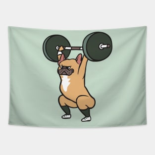 The snatch weightlifting French Bulldog Tapestry