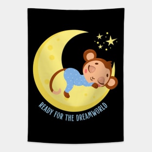 Ready for the dream world Hello little monkey in pajamas sleeping cute baby outfit Tapestry