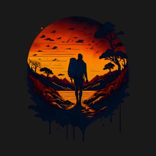 Make Adventure Hiking and Camping in Forest, Lake and Sunset T-Shirt