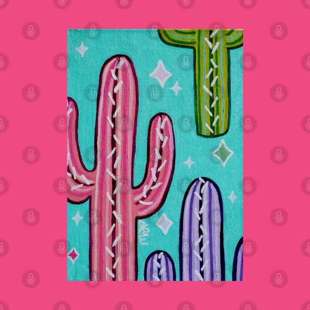 Colorful Cactus by oil and ink