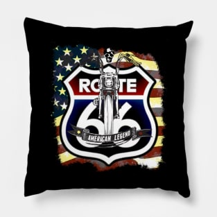 American Flag, Route 66, American Legend, USA, Motorbike Pillow