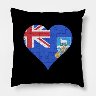 Falkland Islanders Jigsaw Puzzle Heart Design - Gift for Falkland Islanders With Falkland Islands Roots Pillow