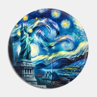 The Statue Of Liberty Starry Night - Beautiful Iconic Places Pin