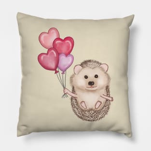 cute hedgehog with balloons Pillow