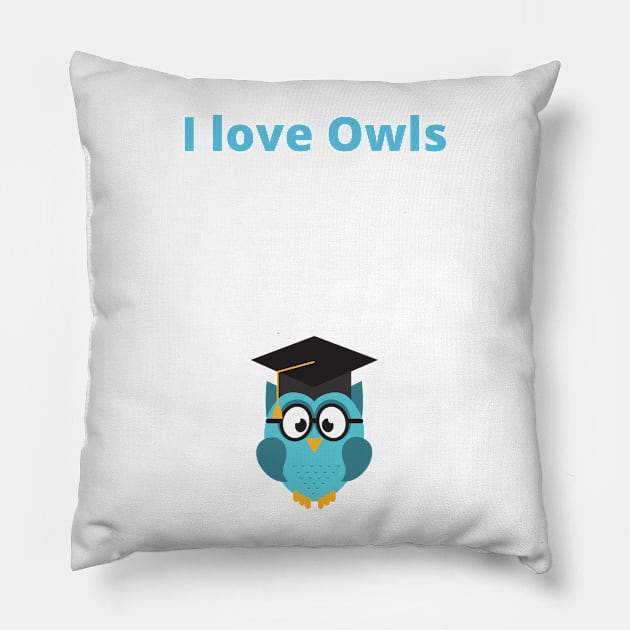 I love Owls - Owl Pillow by PsyCave