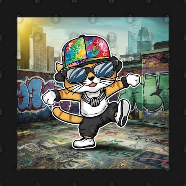 Hip Hop Cat Breaks the Rooftop by Creativoo