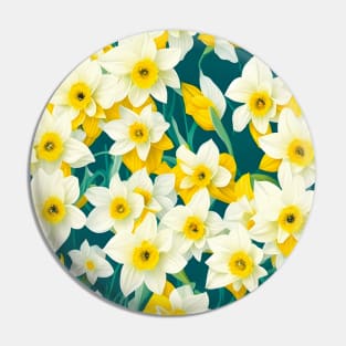 White Yellow Daffodil Field Fantasy Pin