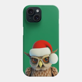 Funny Christmas Owl Wearing Santa Hat Phone Case