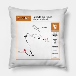 Madeira Island PR6.1 LEVADA DO RISCO trail map Pillow