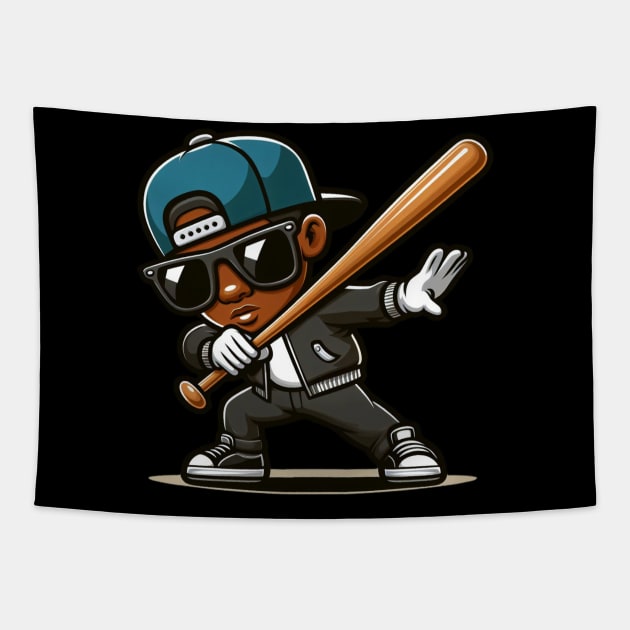 Dabbing boys sunglasses  Baseball BAT  girls kid gift Tapestry by MetAliStor ⭐⭐⭐⭐⭐