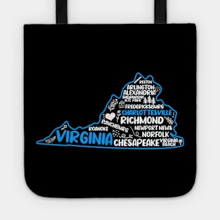 Charlottesville Virginia cute map Virginia Beach, Chesapeake, Norfolk, Richmond, Newport News, Alexandria, Hampton, Roanoke, Suffolk, Reston Tote