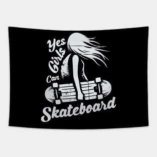 Yes Girls Can Skateboard Tapestry